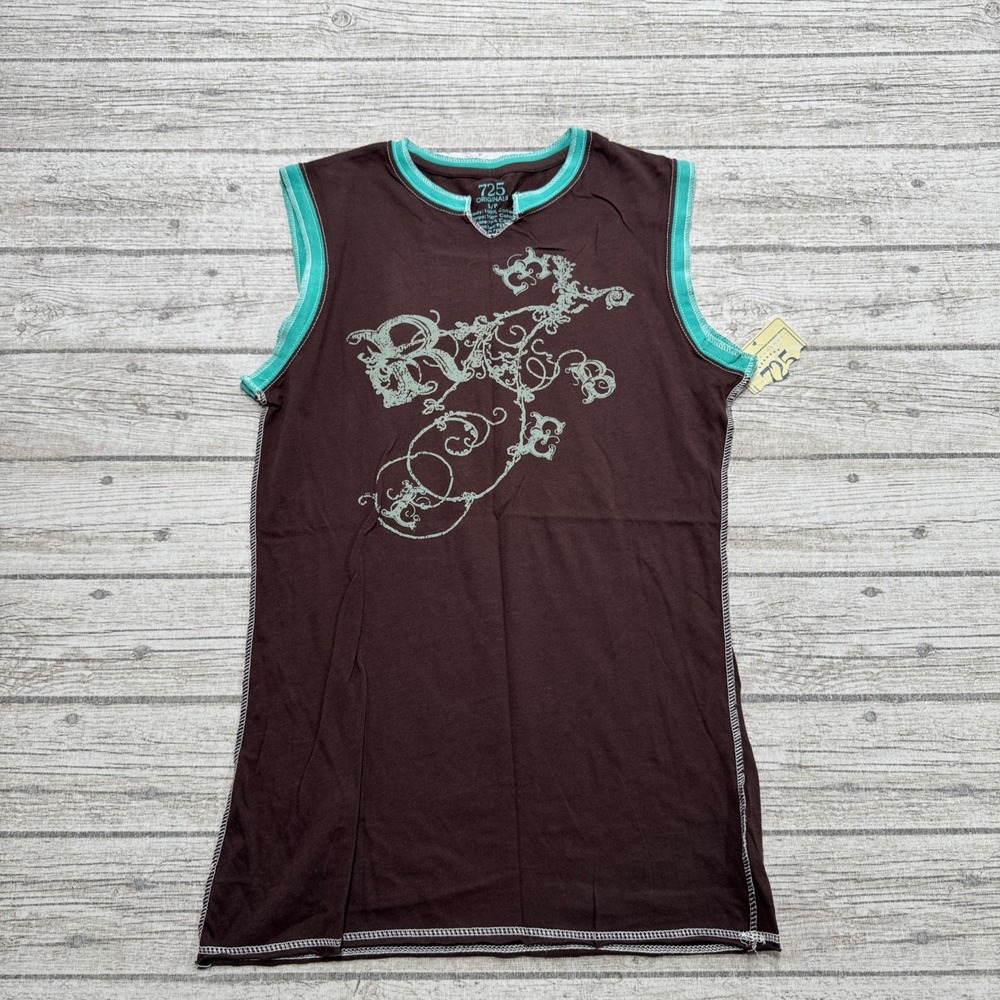 NEW 725 Originals Tank Top Womens Small Brown Sleeveless Loose Cotton Streetwear